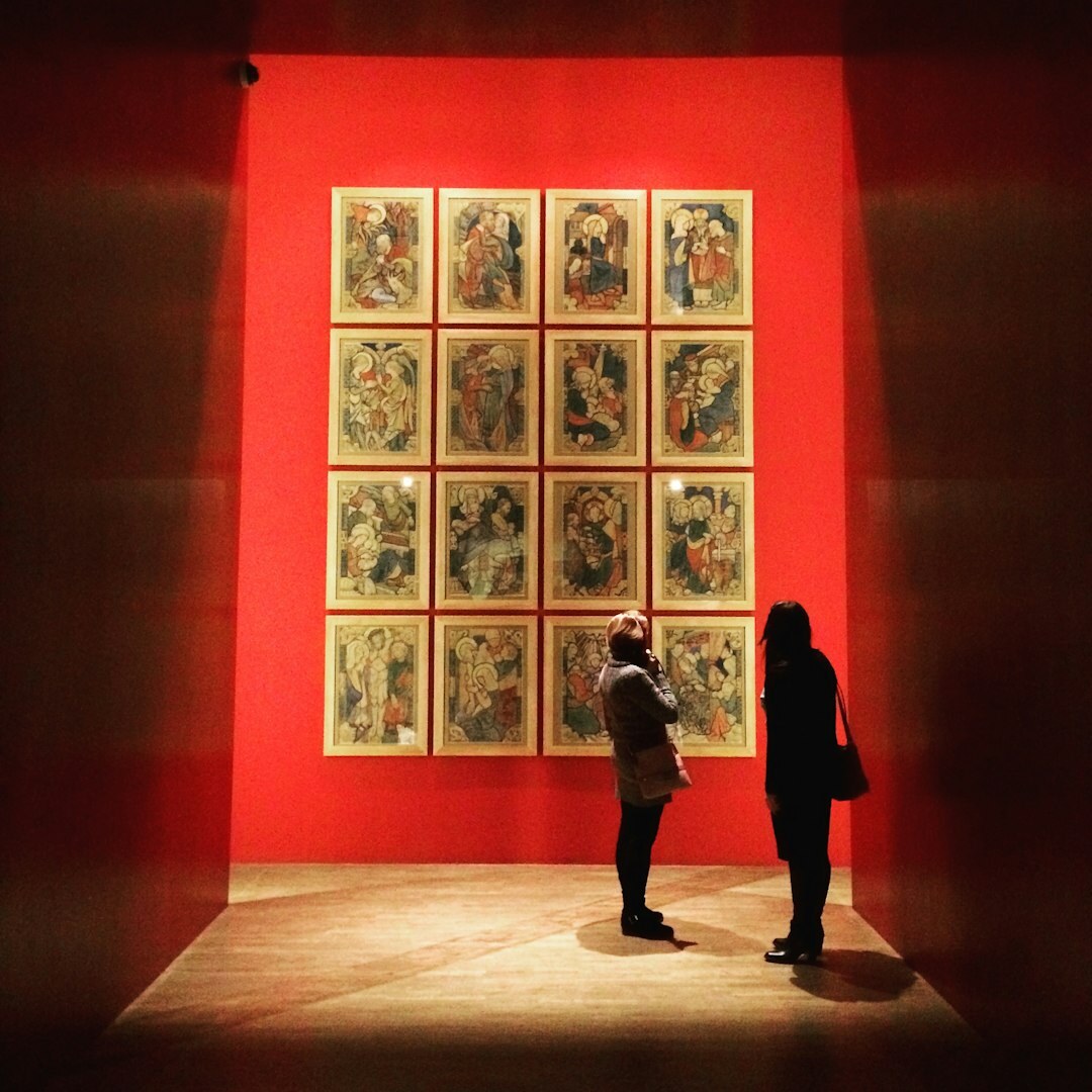 Contemporary art gallery wall with framed paintings