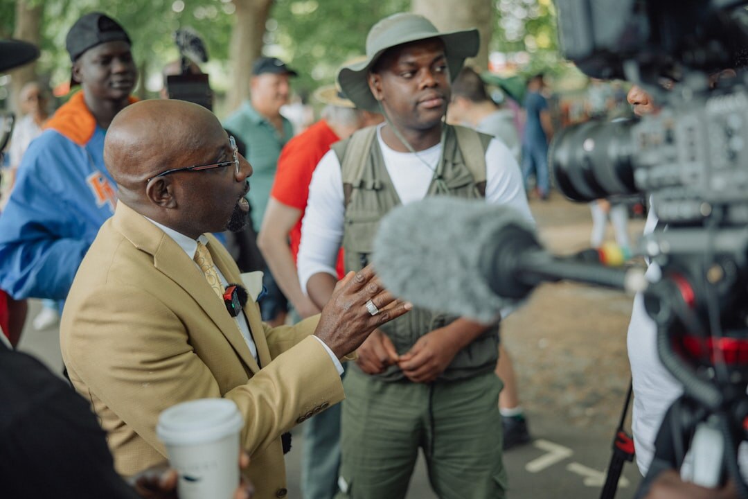 journalist interviewing artist