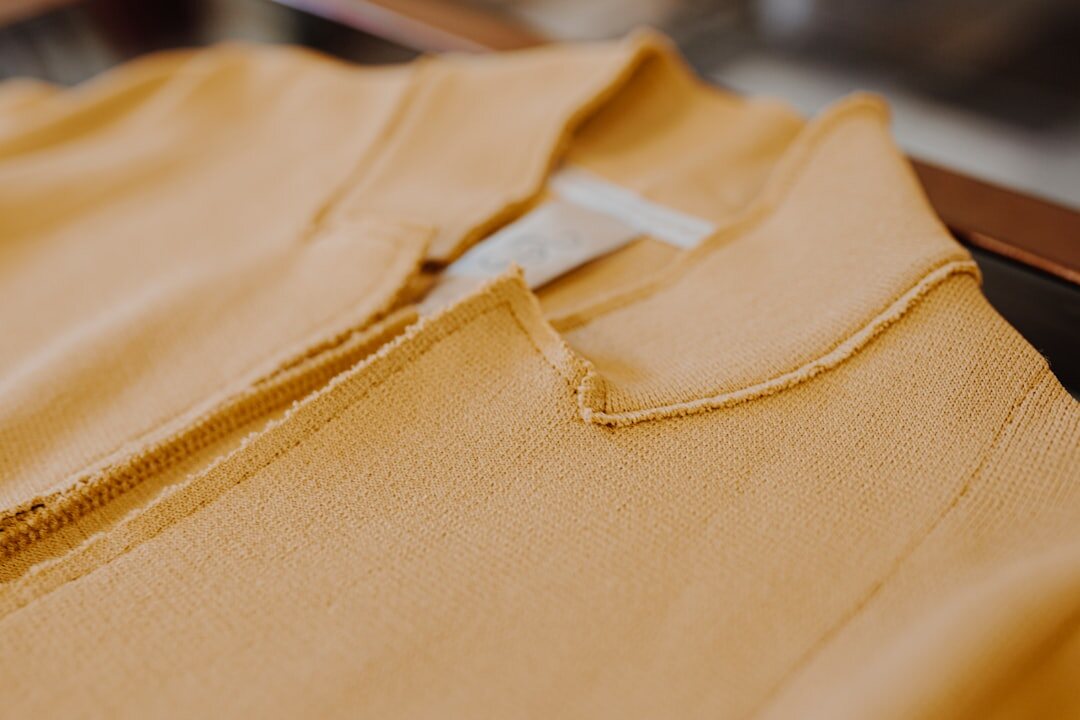 Close-up of elegant tailored fabric and stitching detail
